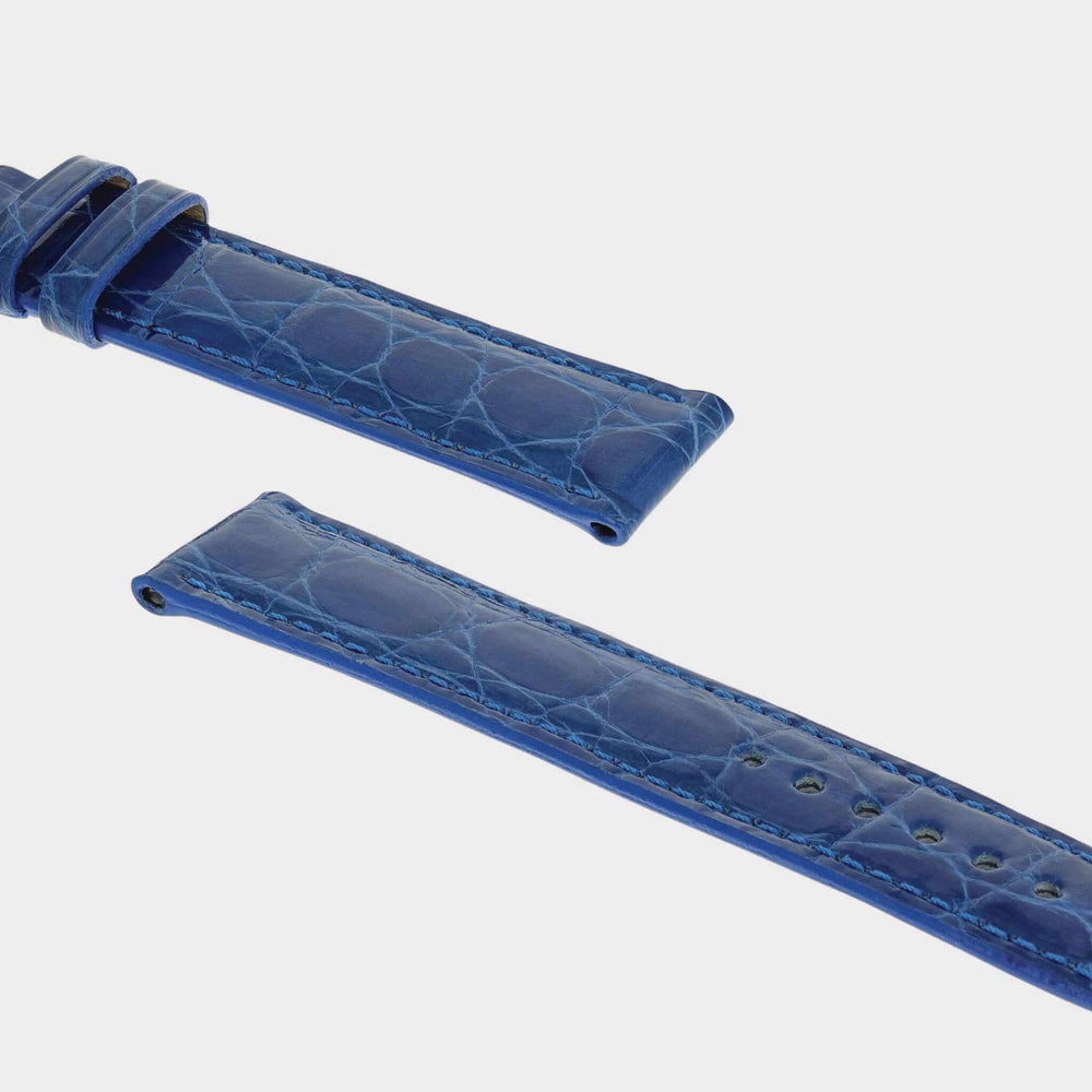 Læderurrem i ægte krokodillelæder i kongeblå fra RIOS1931