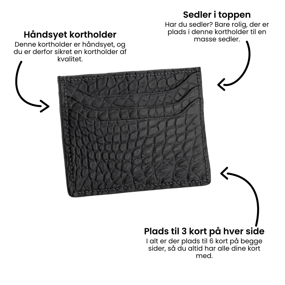Maxim kortholder i sort - Ægte Alligator læder fra RIOS1931