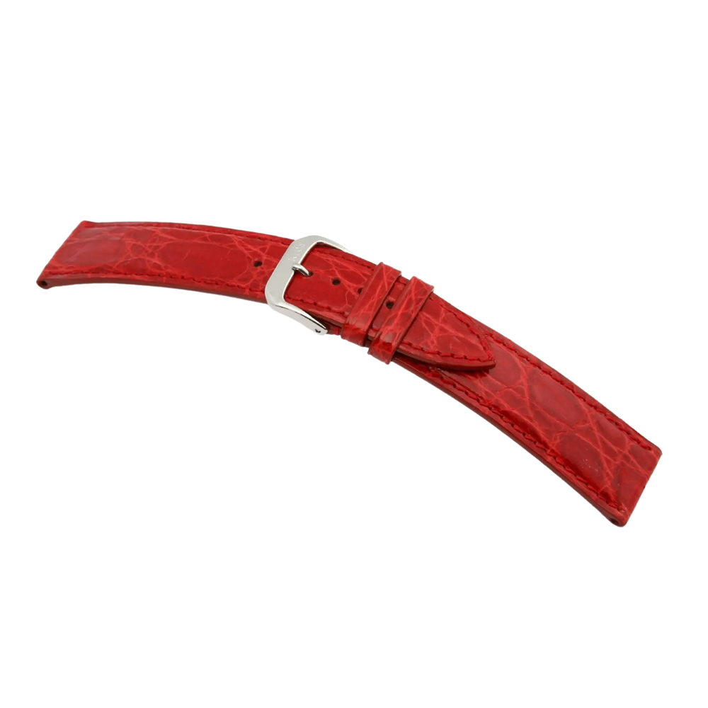 Læderurrem i ægte krokodillelæder i rød fra RIOS1931